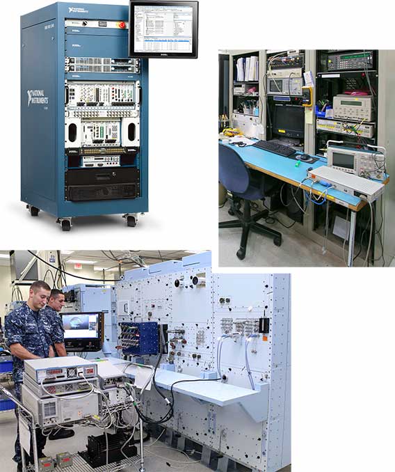 A photo collage representing applications for industrial PDUs.