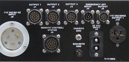 A photo of a variety of outlet connectors on a PDU.