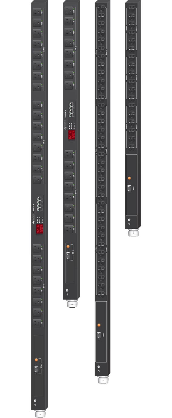 Marway 15 Amp PDUs in various vertical 0U basic and smart configurations.