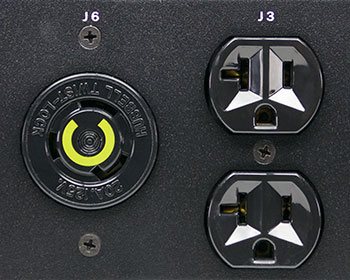 A closeup of the Optima 532 industrial PDU outlet groups.