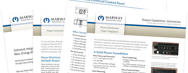 A collage of Marway technical papers.